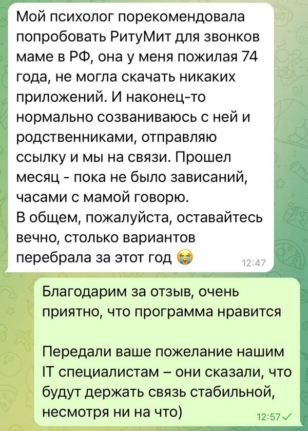 Rita Meet отзыв — видеозвонки с мамой в России без зависаний